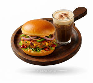 Spicy Burger + Cold Coffee