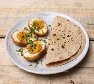 Fry Boiled Egg ( 2 Egg ) + Tawa Roti (2 Pieces)