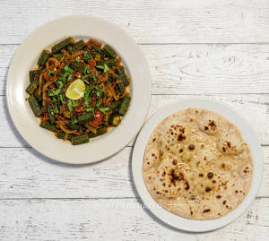 Bhindi Masala + Tawa Roti (1 Piece)