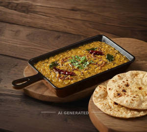 Dal Fry + Tawa Roti Plain (2 pieces)
