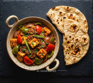 Chilli Paneer Masala + Tandoori Roti (2 pieces)