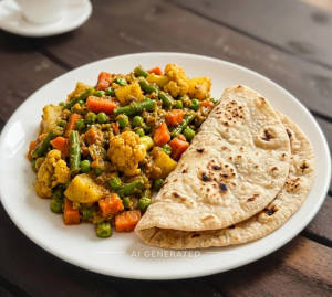 Mix Veg + Tawa Roti (2 pieces)