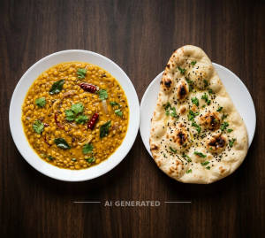 Dal Fry + Naan (1 Piece)