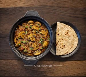 Mushroom Handi + Tawa Roti (2 pieces)