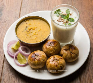 Dal bati + Masala Chaach