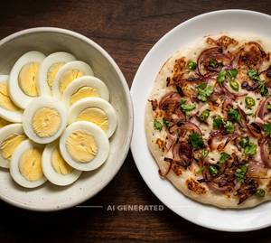 Egg Full Boil + Onion Uthappam (1 Piece)