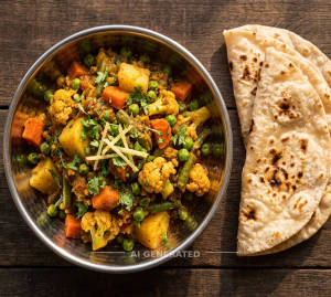Mix Veg + Tawa Roti (2 pieces)