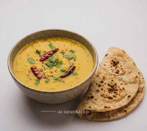 Yellow Dal Fry + Tawa Roti (4 pieces)