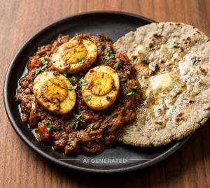 Egg Gravy Roast + Butter Bhakari Bhakri (1 piece)