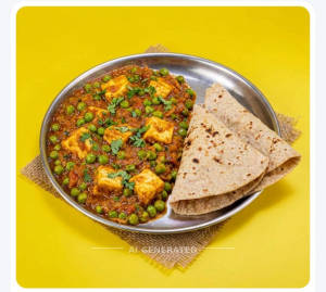 Matar Paneer + Tawa Roti (2 pieces)
