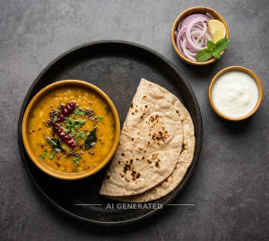 Dal Fry + Plain Roti (2 pieces)
