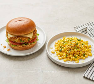 Crispy Veg Burger (New) + Salty Sweet Corn