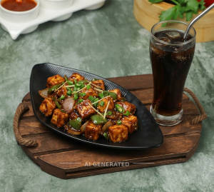 Paneer Chilli + Colddrinks in Glass