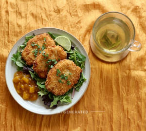 Chicken Cutlet + Green tea