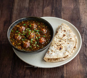 Veg manchurian gravy + Tawa rotti (2 pieces)