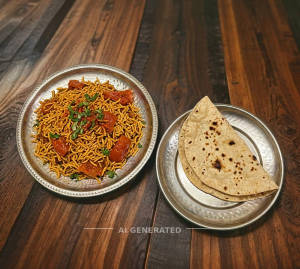 Sev Tamatar Dry + Plain Roti (3.Piece)