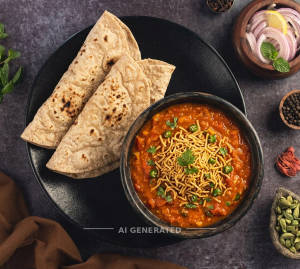Sev Tomato + Plain Roti (2 pieces)