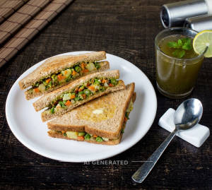 Veg Sandwich + Jaljeera