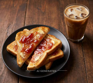 Butter toast jam + Cold coffee
