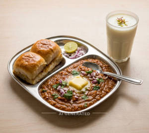 Amul Butter Pav Bhaji + Sweet Lassi