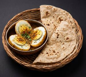 Boiled Anda Fry + Roti (2 Pieces)                     