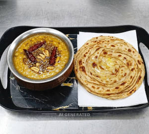 Dal Fry + Lachha Paratha (1 piece)