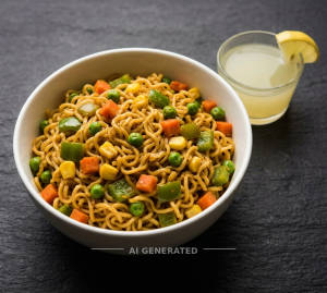 Vegetable Maggi + Lemon Juice