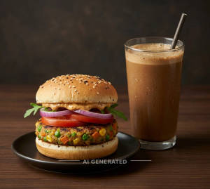 Veg Burger + Cold Coffee