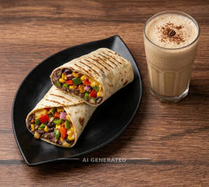 Mexican Vegg Wrap + Cold Coffee