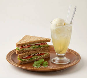 Veg sandwich + Lemon Sweet Soda Ice Float