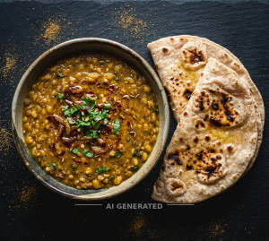Dal Fry + Tandoori Roti (2 pieces)