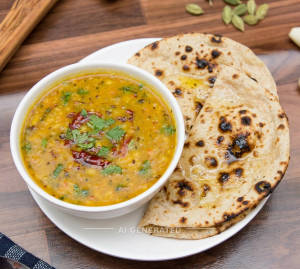 Yellow Dal + Roti Tandoori (2 pieces)