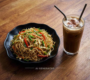 Hakka Noodles + Cold Coffe
