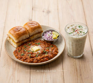 Pav Bhaji(2 Pair Pav) + Masala Namkeen Chaas