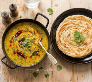 Dal Fry Patla + Lachha Paratha (1 Piece)