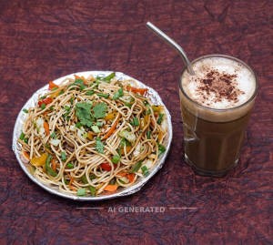 Veg Noodles + Cold Coffe