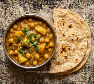 Aloo Chole + Tawa Roti (2 pieces)