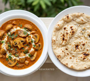 Mushroom Butter Masala + Tanduri Roti (1 piece)