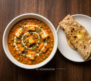 Matar Paneer + Butter Roti (1 piece)