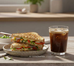 Veg Grilled Sandwich + Cold Coffee