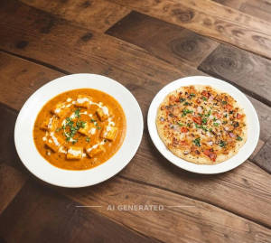 Paneer butter gravy + Uttapam (1 piece)