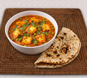 Matar Paneer + Tandoori Roti (1 piece)