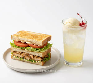 Chicken Sandwich + Lemon Sweet Soda Ice Float