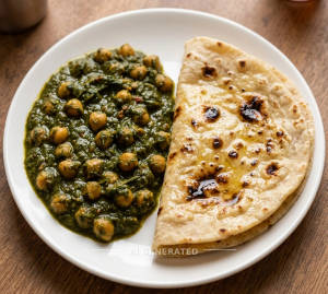Palak Chana + Butter Roti (1 piece)