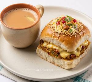 Cheese Dabeli + Ginger Chai