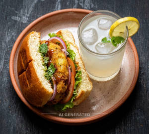 Aaloo Patties Sandwich + Fresh Lemonade