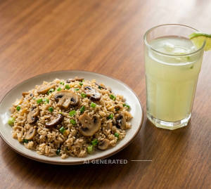 Mushroom fried rice + Fresh lime juice
