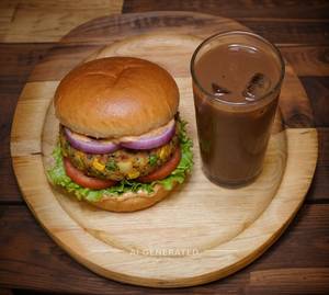 Veg Burger + Plain Cold Coffee