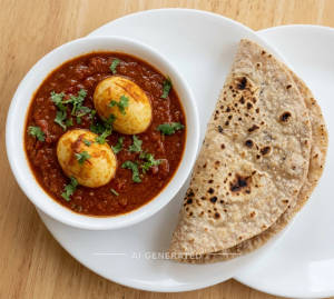 Egg Curry + Tawa Roti (Homemade Wheat Flour) (1 Piece)