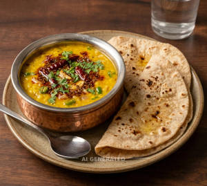 Dal Tadka + Tawa Roti (2 Pieces)